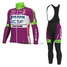 Bardiani Csf Cycling Jersey Bib Tight 2022 Men Long Sleeve Faizane Green Purple