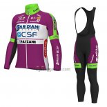 Bardiani Csf Cycling Jersey Bib Tight 2022 Men Long Sleeve Faizane Green Purple