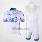 FDJ Cycling Jersey Bib Short 2010 Short Sleeve White and Light Blue