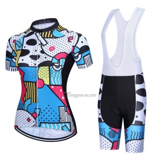 Steep Cycling Jersey Bib Short 2023 Women Short Sleeve Blue Yellow