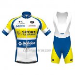 Sport Vlaanderen-Baloise Cycling Jersey Bib Short 2020 Men Short Sleeve White Yellow Blue