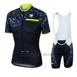 Sportful Cycling Jersey Bib Short 2016 Women Short Sleeve Green and Black