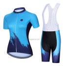 Steep Cycling Jersey Bib Short 2023 Women Short Sleeve Blue Black