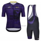 Tour de France Cycling Jersey Bib Short 2023 Men Short Sleeve Purple Black