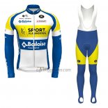 Sport Vlaanderen-Baloise Cycling Jersey Bib Tight 2021 Men Long Sleeve Sport Vlaanderen Baloise Blue Yellow
