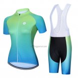 Steep Cycling Jersey Bib Short 2023 Women Short Sleeve Blue Green