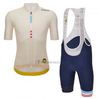 Tour de France Cycling Jersey Bib Short 2023 Men Short Sleeve Beige