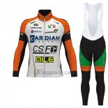 Bardiani Csf Cycling Jersey Bib Tight 2017 Men Long Sleeve White and Green