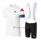 Coq Sportif Tour de France Cycling Jersey Bib Short 2017 Men Short Sleeve White