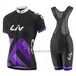 Liv Race Day Cycling Jersey Bib Short 2017 Women Short Sleeve Black and Purple