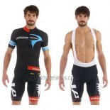 Pinarello Cycling Jersey Bib Short 2015 Men Short Sleeve Black and Sky Blue