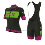 ALE R-ev1 Master Cycling Jersey Bib Short 2017 Women Short Sleeve Black and Pink