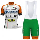 Bardiani Csf Cycling Jersey Bib Short 2017 Men Short Sleeve White and Green