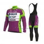 Bardiani Csf Cycling Jersey Bib Tight 2020 Men Long Sleeve Purple Green