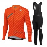 Sportful Cycling Jersey Bib Tight 2020 Women Long Sleeve Orange Gray