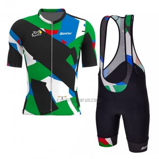 Tour de France Cycling Jersey Bib Short 2023 Men Short Sleeve Black Blue