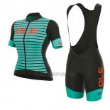 ALE R-ev1 Marina Cycling Jersey Bib Short 2017 Women Short Sleeve Light Blue and Black