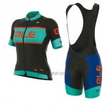 ALE R-ev1 Master Cycling Jersey Bib Short 2017 Women Short Sleeve Black and Light Blue