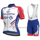 Groupama FDJ PRS Cycling Jersey Bib Short 2018 Short Sleeve White and Blue