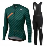 Sportful Cycling Jersey Bib Tight 2020 Women Long Sleeve Green Orange