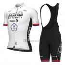 Bahrain Victorious Cycling Jersey Bib Short 2023 Men Short Sleeve White