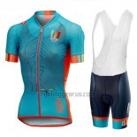 Castelli Maratona Dles Dolomites-Enel Cycling Jersey Bib Short 2018 Women Short Sleeve Blue Orange